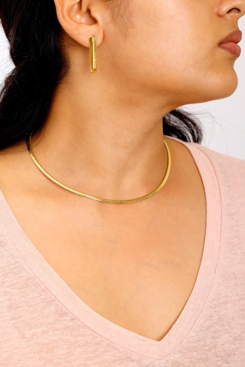 Sleek Tapered Bar Drop Earrings in Gold Polish | 925 Sterling Silver