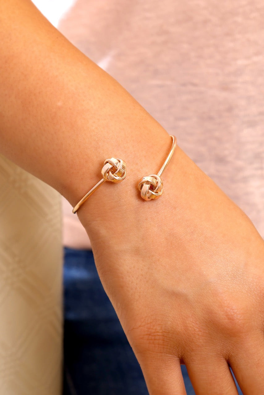 Love Knot Open Cuff Bangle | 925 Sterling Silver in Rose Gold Polish