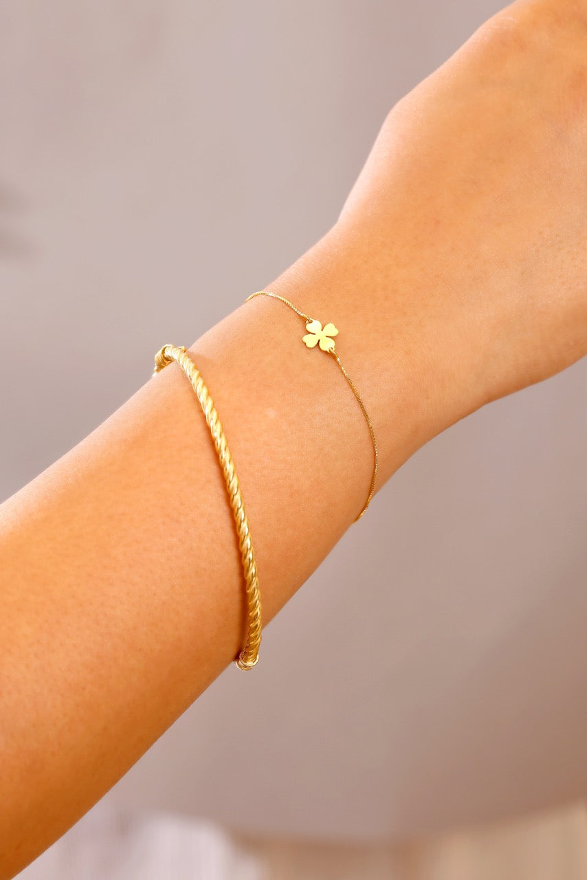 Gold Twisted Rope Bangle Bracelet in 925 Sterling Silver