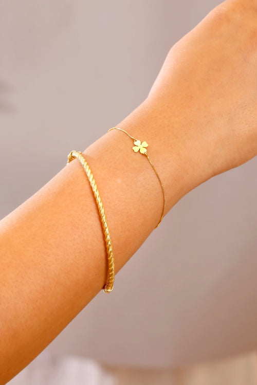 Gold Twisted Rope Bangle Bracelet in 925 Sterling Silver