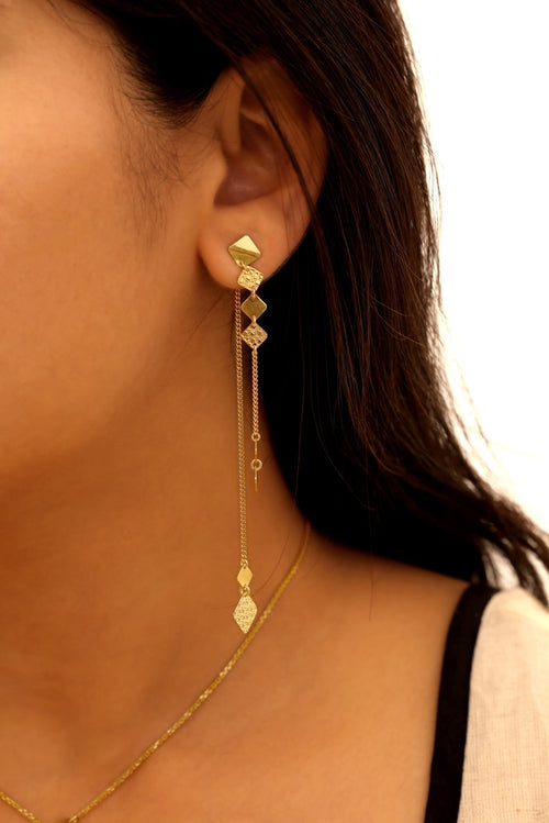 Layered Gold-Polish Drop Earrings in 925 Sterling Silver