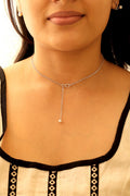 Pearl Drop Lariat Necklace in 925 Sterling Silver