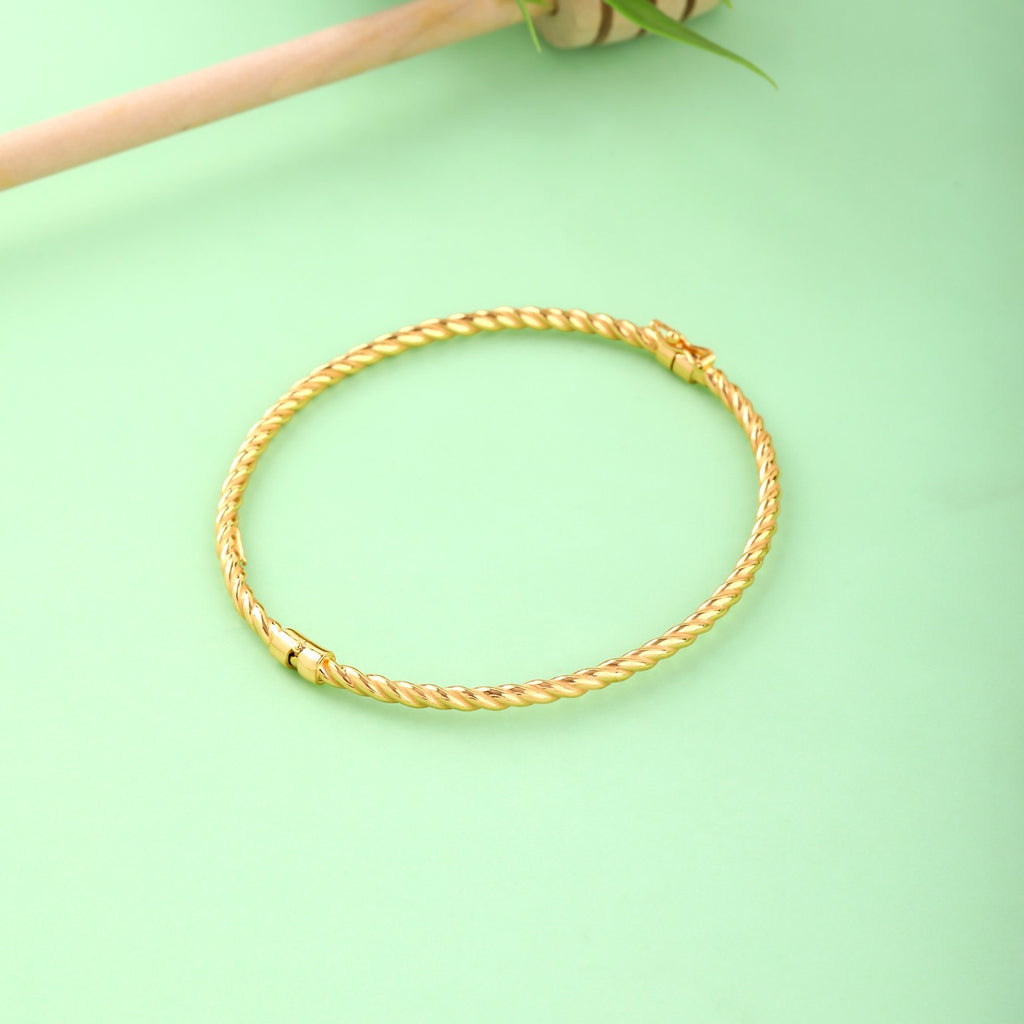 Gold Twisted Rope Bangle Bracelet in 925 Sterling Silver