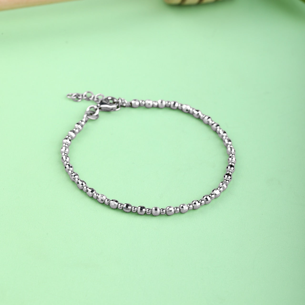 Polished Silver Ball Beaded Bracelet in 925 Sterling Silver