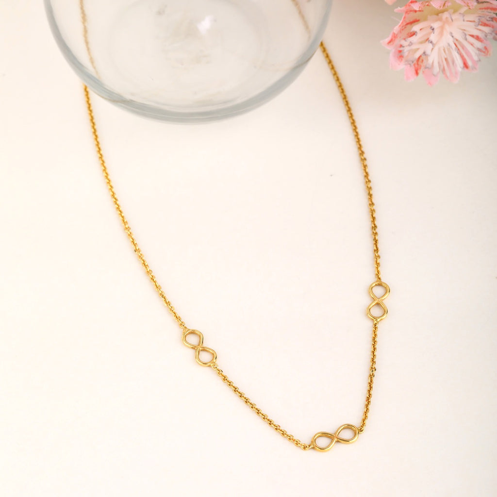Triple Infinity Symbol Chain Necklace in Gold-Plated 925 Sterling Silver