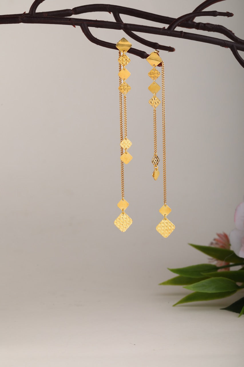 Layered Gold-Polish Drop Earrings in 925 Sterling Silver