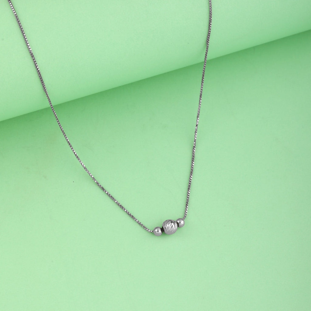 Triple Bead Box Chain Necklace in 925 Sterling Silver